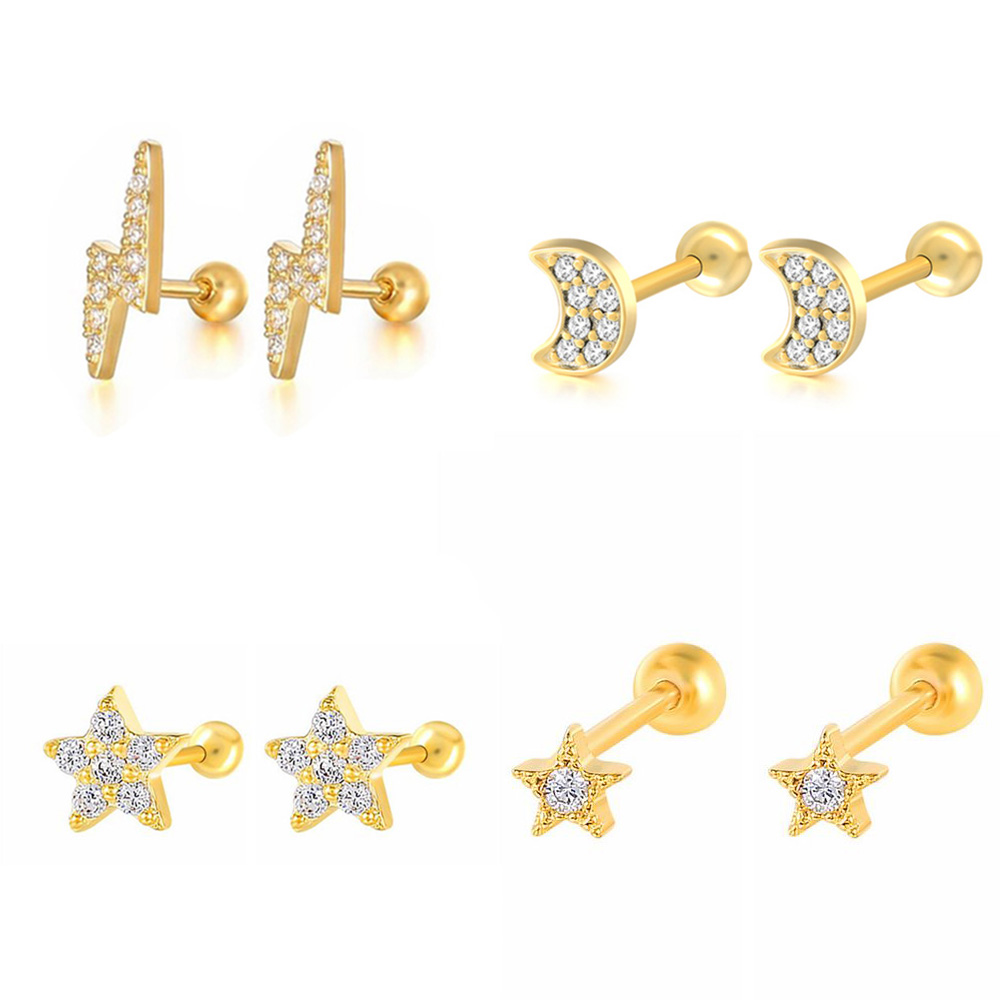 Helix Cartilage Ring - نجمة القمر الغضروف وأقراط للنساء الكورية