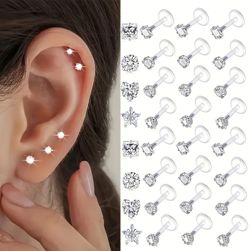 Helix Cartilage Ring - 9 قطع من حلقات الشفاه الشفافة،