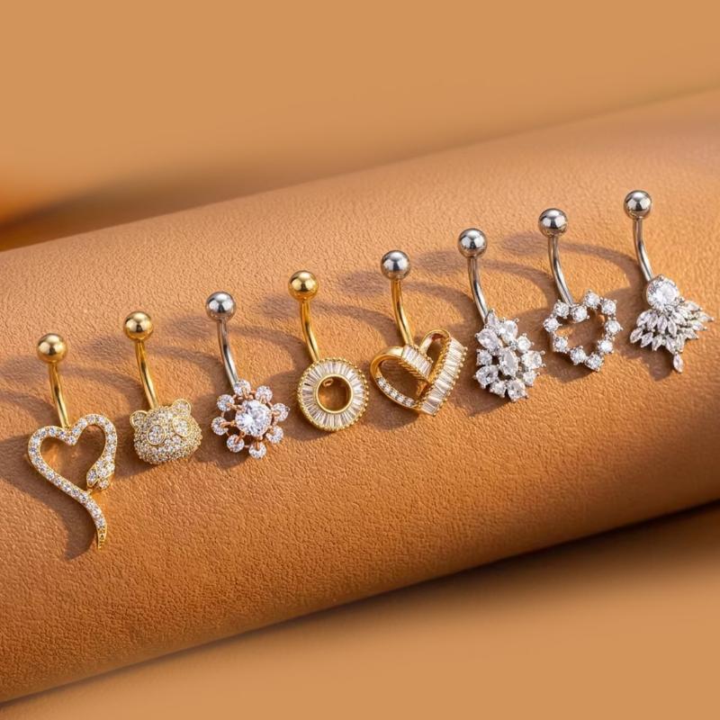 Body Jewelry Charms - حلقات سرة على شكل فراشة وزهرة،