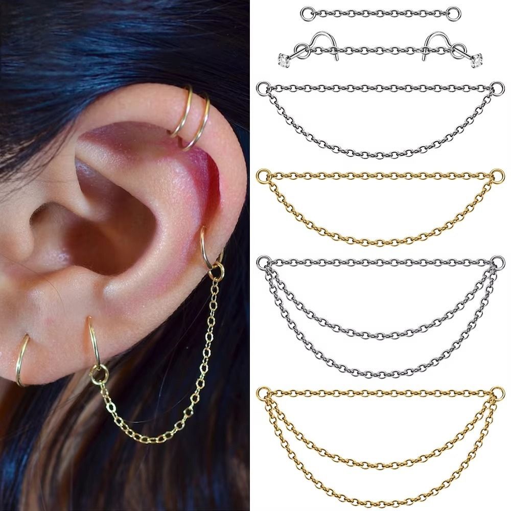 Body Jewelry Nose - سلسلة أنف من التيتانيوم بتصميم عصري،