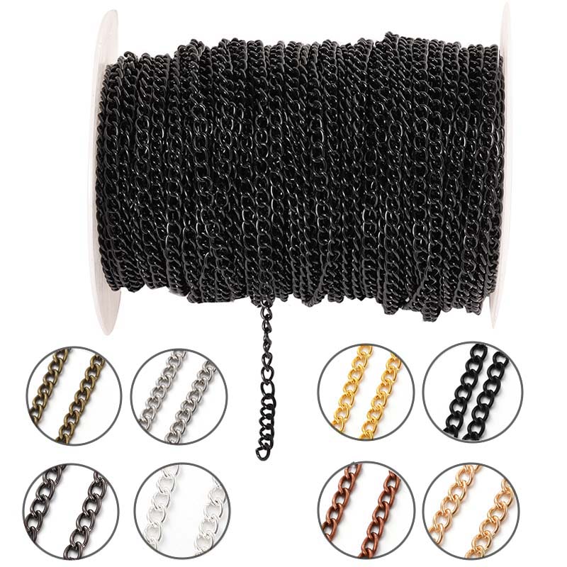 Body Jewellery - سلسلة معدنية مسطحة بيضاوية الشكل بطول