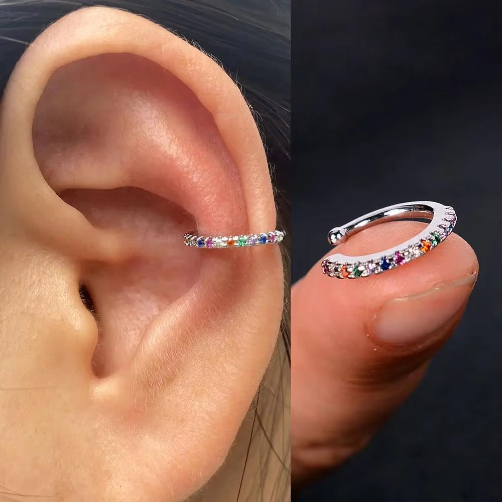 حلقة أذن هندسية مجوفة مرصعة با - مراجعة Helix Cartilage Ring وسعره