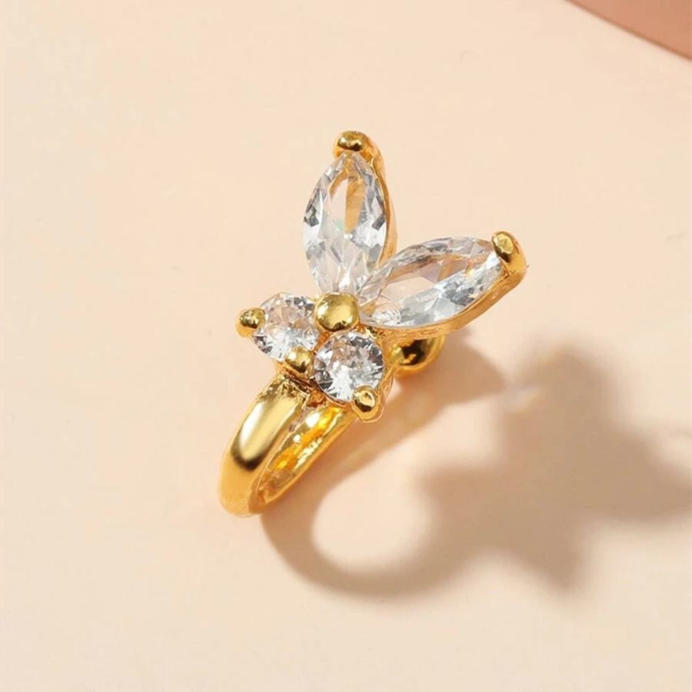 حلقة أنف بتصميم فراشة مرصعة با - مراجعة Body Jewelry Ear Piercing وسعره