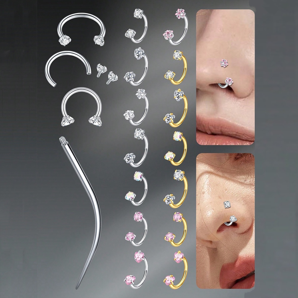 حلقات ثقب الأنف من الفولاذ الم - مراجعة Helix Cartilage Ring وسعره