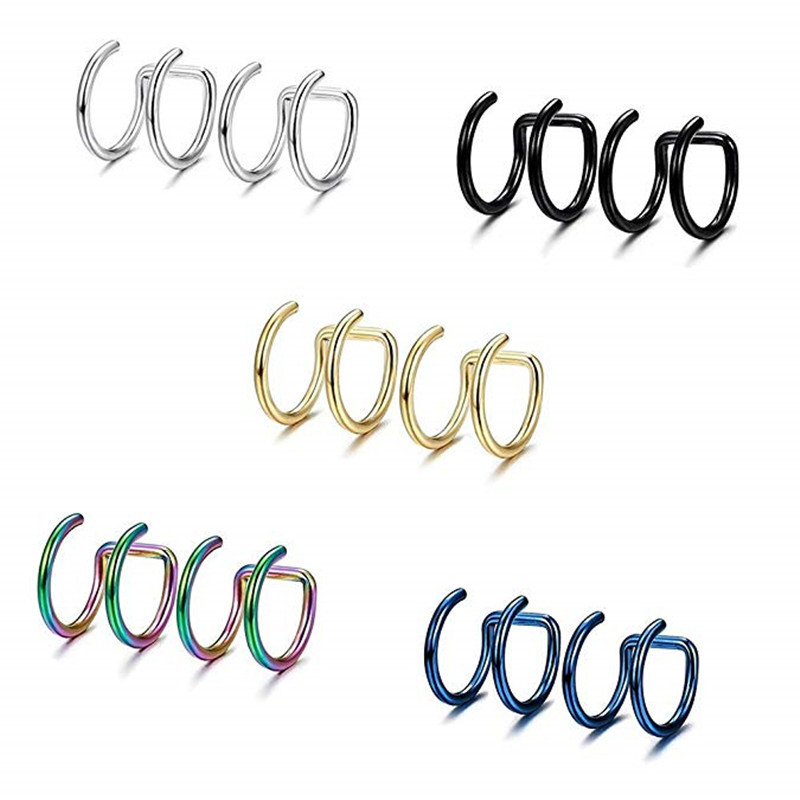 قطعتان من أقراط الأذن المصنوعة - مراجعة Helix Cartilage Ring وسعره