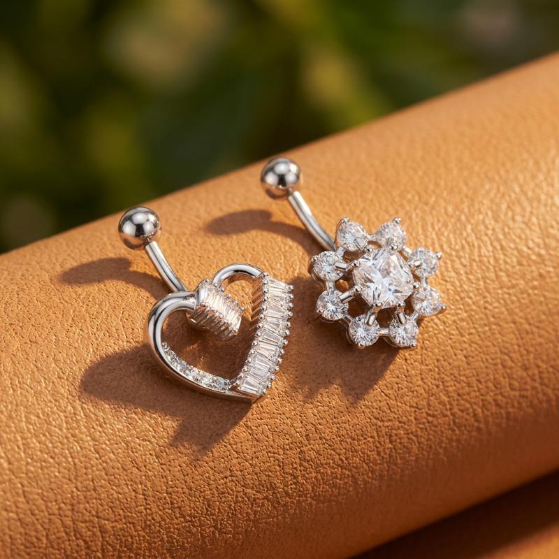 حلقات سرة على شكل فراشة وزهرة، - مراجعة Body Jewelry Charms وسعره
