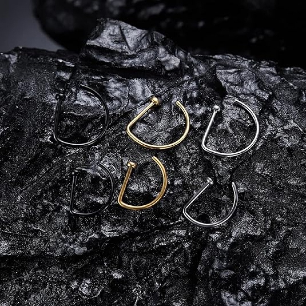 4 قطع من حلقات الأنف على شكل ح - مراجعة Body Jewelry Nose وسعره