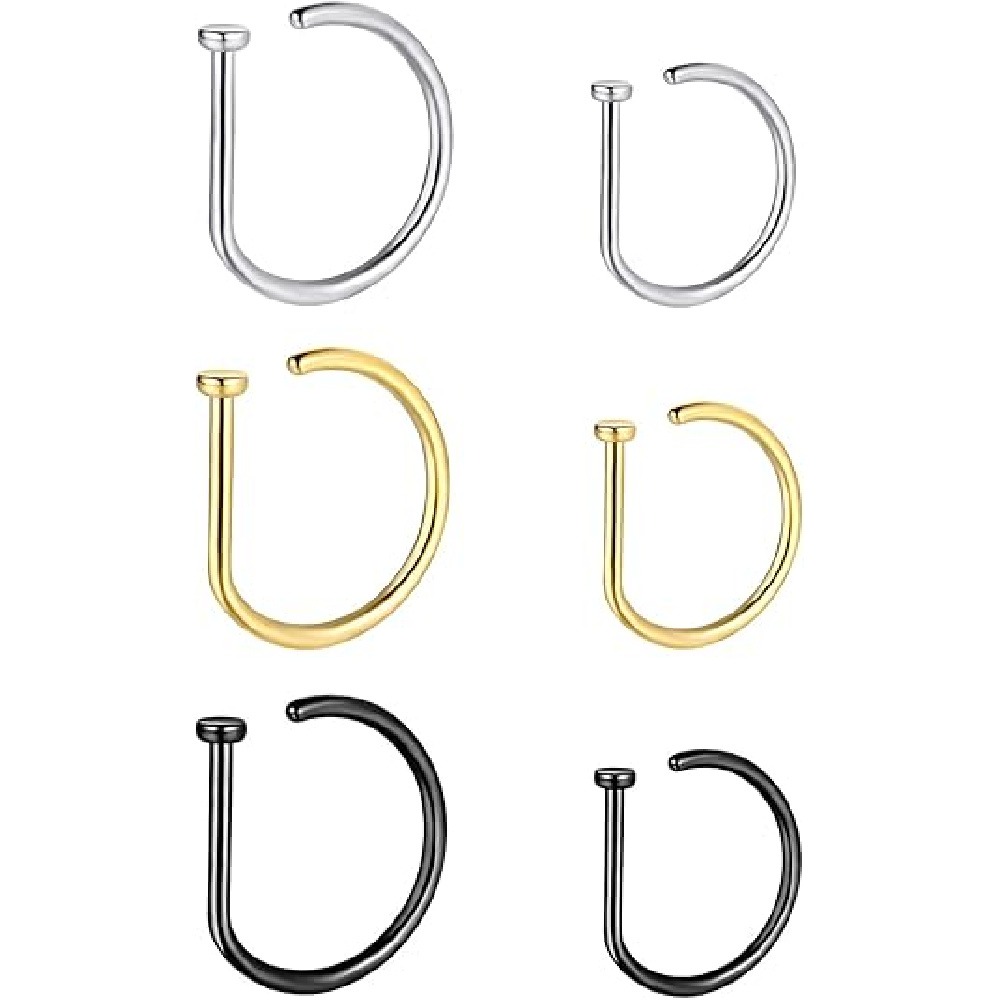 4 قطع من حلقات الأنف على شكل ح - مراجعة Body Jewelry Nose وسعره