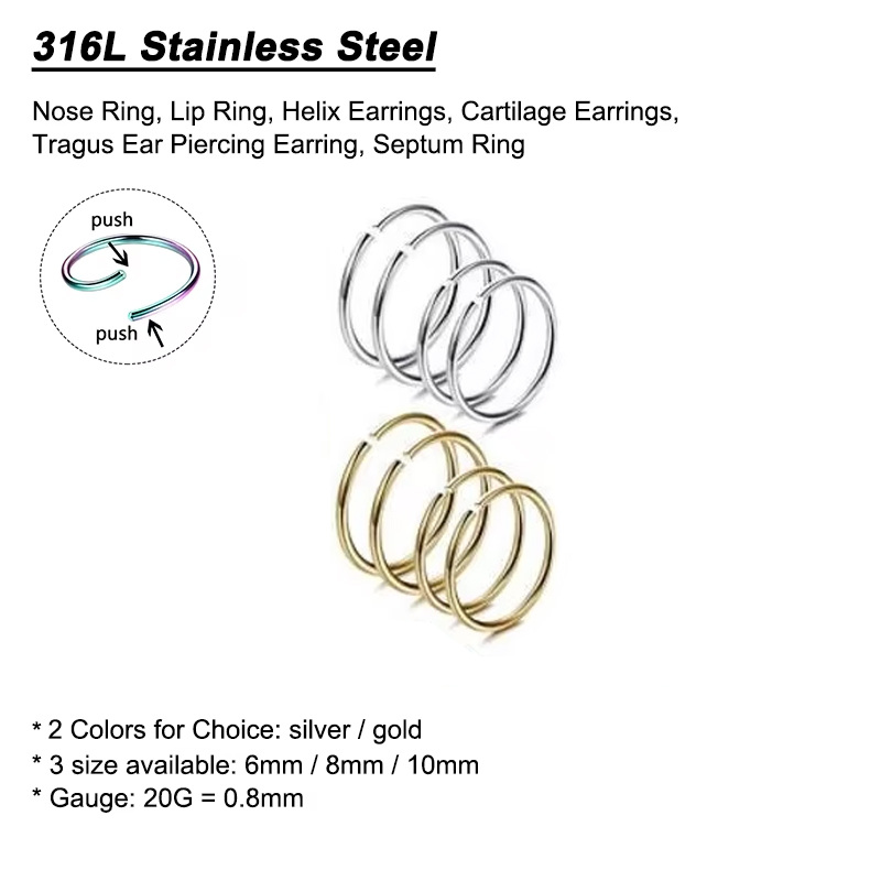 6 قطع/مجموعة حلقات أنف مضادة ل - مراجعة Helix Cartilage Ring وسعره