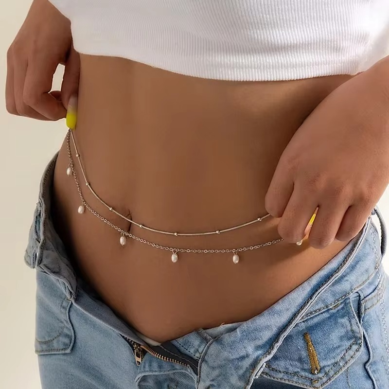 سلسلة لؤلؤ بطبقتين للنساء ، سح - مراجعة Body Jewelry Charms وسعره
