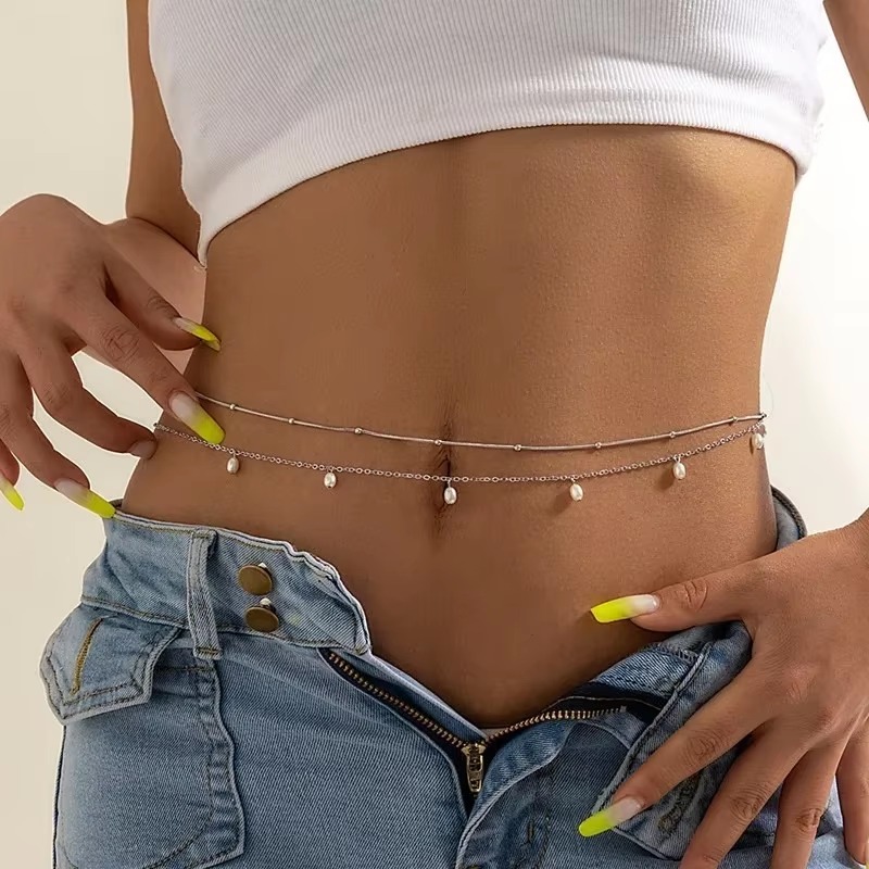سلسلة لؤلؤ بطبقتين للنساء ، سح - مراجعة Body Jewelry Charms وسعره